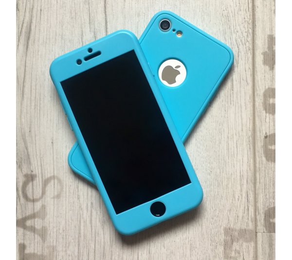 360° kryt silikónový iPhone 7/8 - modrý (Sky blue)